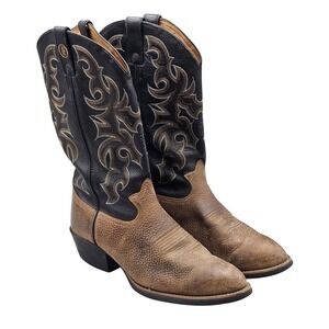 Tony Lama Men's Size 11.5 Walnut Bridle Buckaroo Boots Brown & Navy Leathet READ